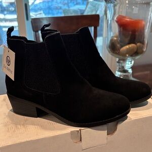 Black Suede Waterproof Ankle Chelsea Booties